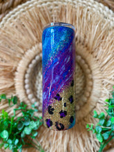 Load image into Gallery viewer, Purple and Blue Leopard Swirl Glitter Tumbler