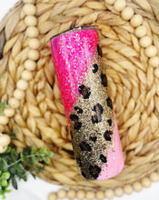 Load image into Gallery viewer, Pink Leopard Swirl Glitter Tumbler