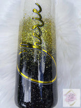 Load image into Gallery viewer, Black Gold and White Ombre Glitter Tumbler