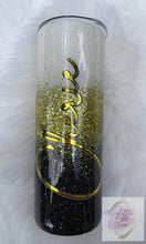 Load image into Gallery viewer, Black Gold and White Ombre Glitter Tumbler