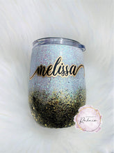 Load image into Gallery viewer, Black and Gold Glitter Tumbler