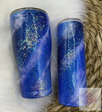 Load image into Gallery viewer, Blue Swirl Glitter Tumbler