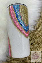 Load image into Gallery viewer, Gold Pink and Blue Geode Glitter Tumbler