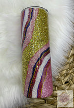 Load image into Gallery viewer, Gold and Pink Geode Glitter Tumbler