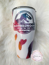 Load image into Gallery viewer, Motherhood Jurassic Park Glitter Tumbler