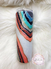 Load image into Gallery viewer, Navy and Peach Geode Glitter Tumbler