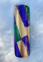 Load image into Gallery viewer, Mardi Gras Painted Glitter Tumbler