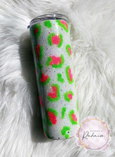Load image into Gallery viewer, Leopard Glitter Tumbler Pink/Green