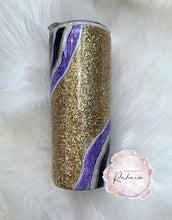 Load image into Gallery viewer, Purple and Gold Geode Glitter Tumbler