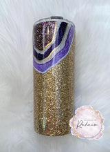 Load image into Gallery viewer, Purple and Gold Geode Glitter Tumbler