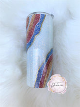 Load image into Gallery viewer, Rose Gold and Blue Geode Glitter Tumbler