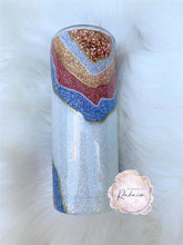 Load image into Gallery viewer, Rose Gold and Blue Geode Glitter Tumbler