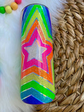 Load image into Gallery viewer, Star Rainbow Burst Glitter Tumbler