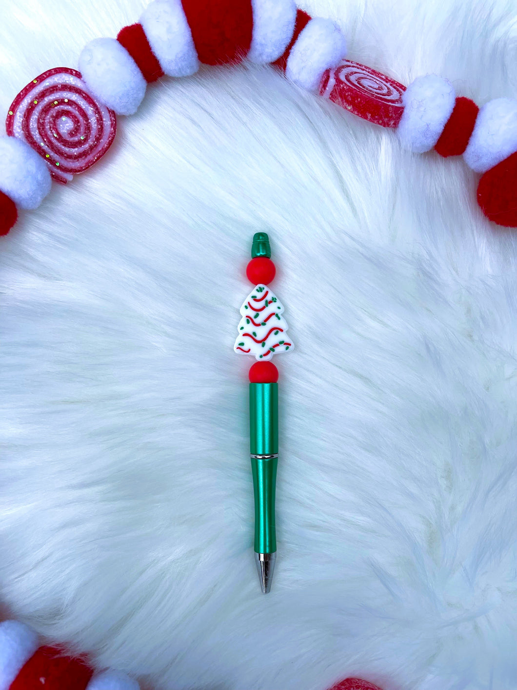 Christmas Tree Cake Green Beaded Pen