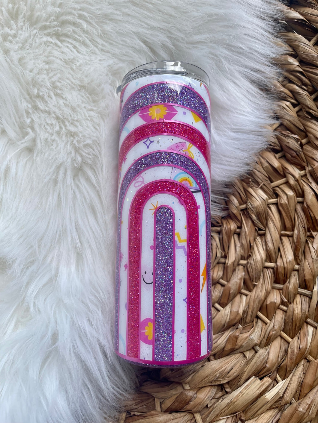 Retro Rainbow Glitter Tumbler