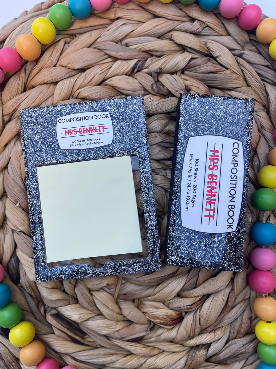 Glitter Post it Note Holder- Composition – Glitter and 'Grams