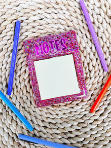 Glitter Post it Note Holder- Pink Confetti