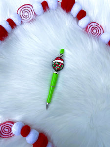 Santa Disco Green Beaded Pen