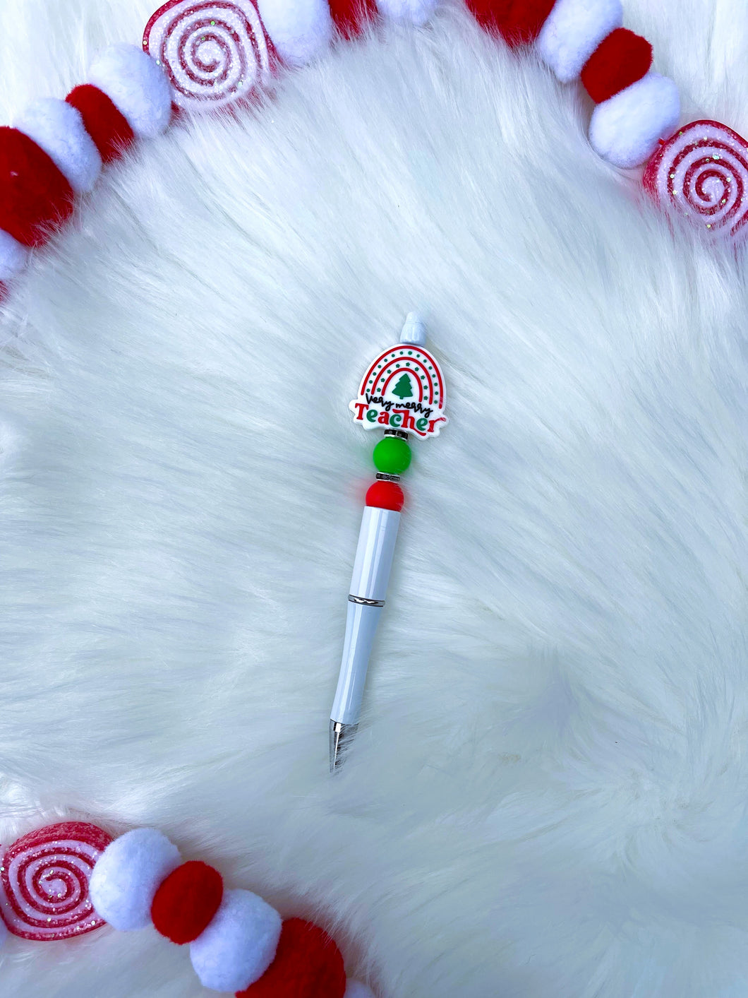 Very Merry Teacher Beaded Pen