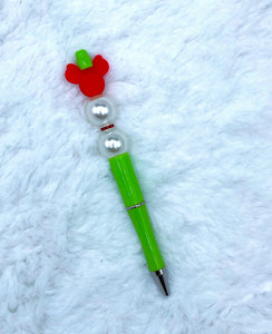 Red and Green Mouse Ear Beaded Pen