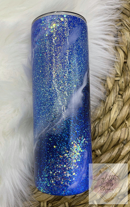 Blue Swirl Glitter Tumbler