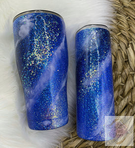 Blue Swirl Glitter Tumbler