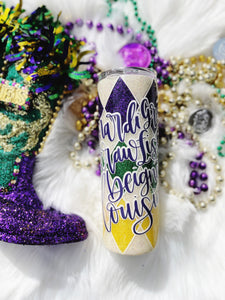 Mardi Gras Diamond Glitter Tumbler