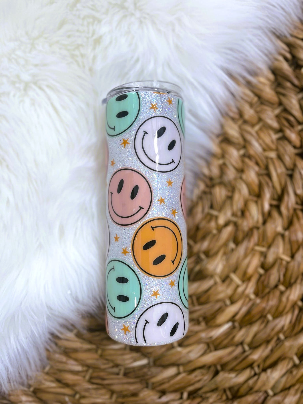 Smiley Glitter Tumbler